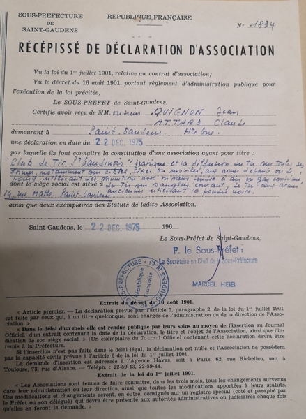RecepisseDeclarationAssociationCLubTirSt-Gaudens22121975p.jpg